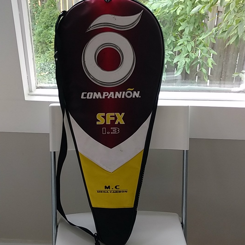 Companion SFX 1.3 Tennis Racquet and Cover — Burgundy, Yellow, White